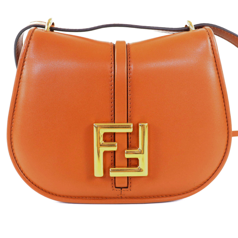 FENDI 8BS082 Camon Small Leather Satchel Shoulder Bag with FF Logo Hardware, Brown Gold Comes Dust Bag, Made in Italy, Women's — Like New
