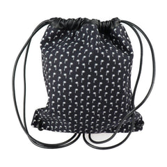 Yves Saint Laurent SAINT LAURENT PARIS Saint-Laurent Paris Backpack Daypack 553919 HPQ4E 1070 Canvas Lambskin Black Drawstring Palm Tree Pattern — Like New