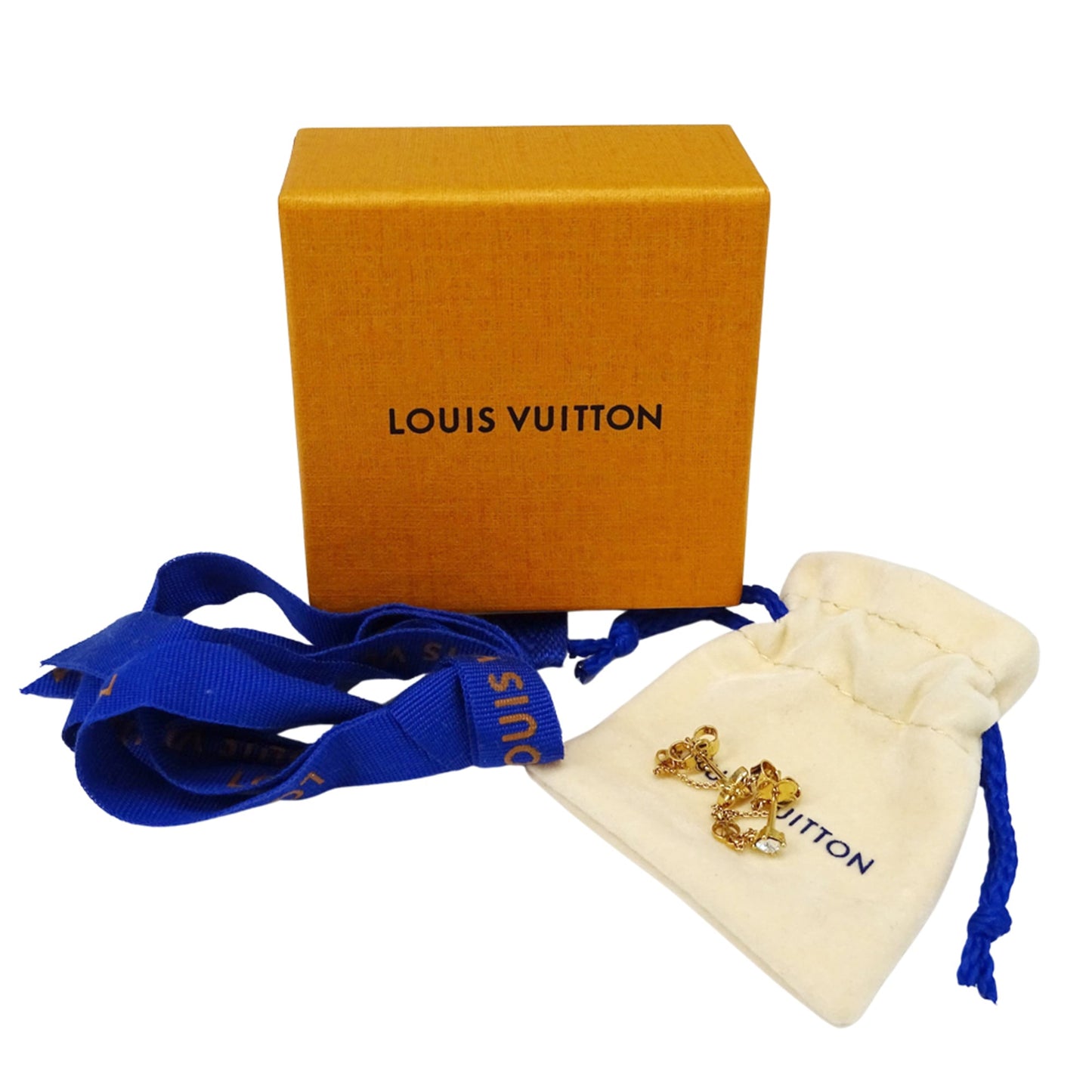Louis Vuitton LOUIS VUITTON Earrings Women's Brand Metal Petit Gold M00390 Hoop Chain Flower Rhinestone Monogram