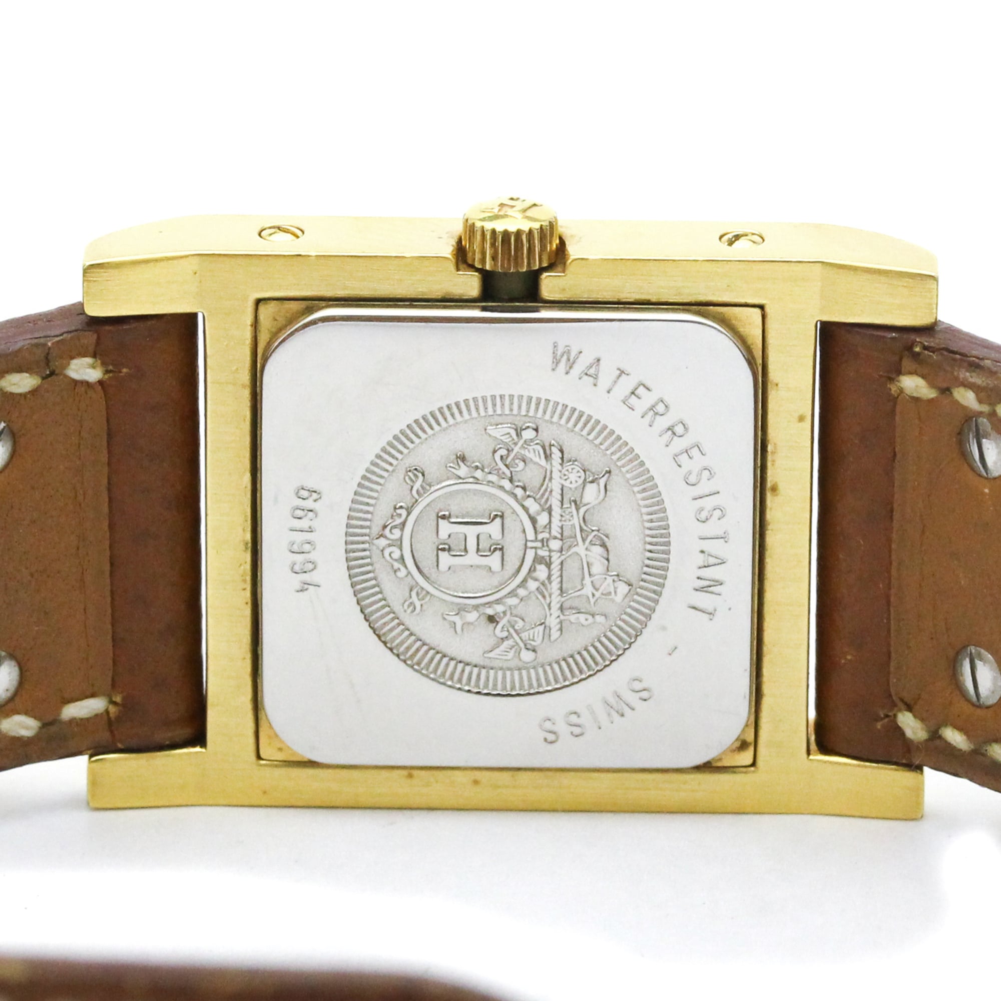 HERMES Medor Gold Plated Leather Quartz Ladies Watch — Good