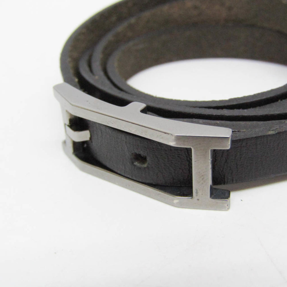 Hermes Hapi III Choker Leather,Metal Bangle Silver,Black — Like New