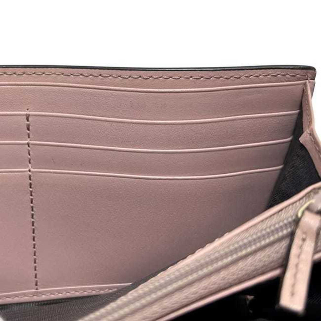 Gucci Bifold Long Wallet ec-24305 Pink Beige Stripe 388679 Leather 0959 GUCCI Ribbon GG Embossed Women's