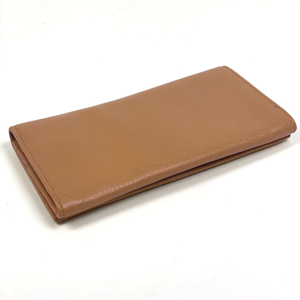 Fendi logo long wallet, bifold, leather, brown, women's