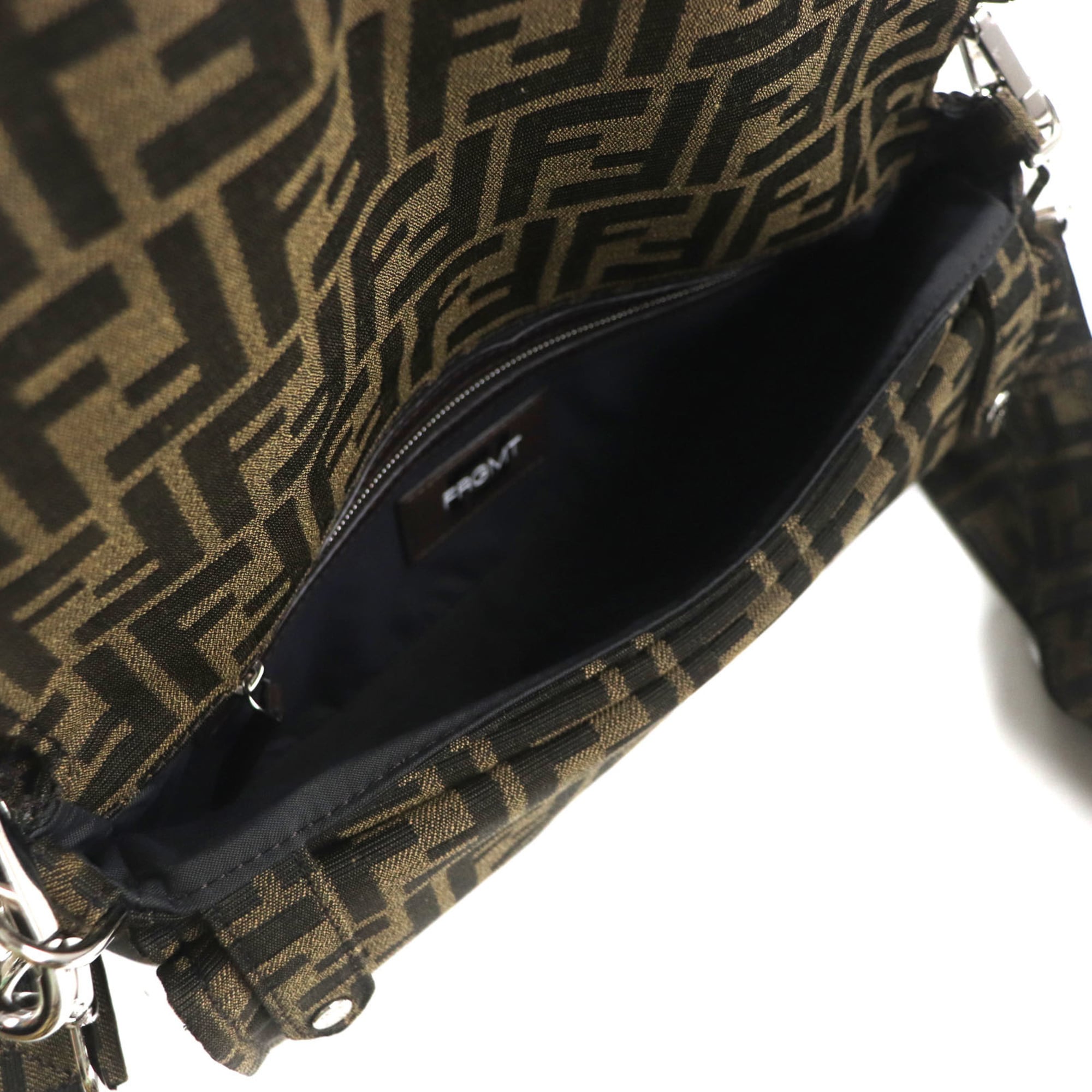 FENDI x FRAGMENT 8BH418 Zucca Baguette Foldable 3-Way Tote Canvas Shoulder Bag, Brown, with Dust Made in France, Men's — Like New