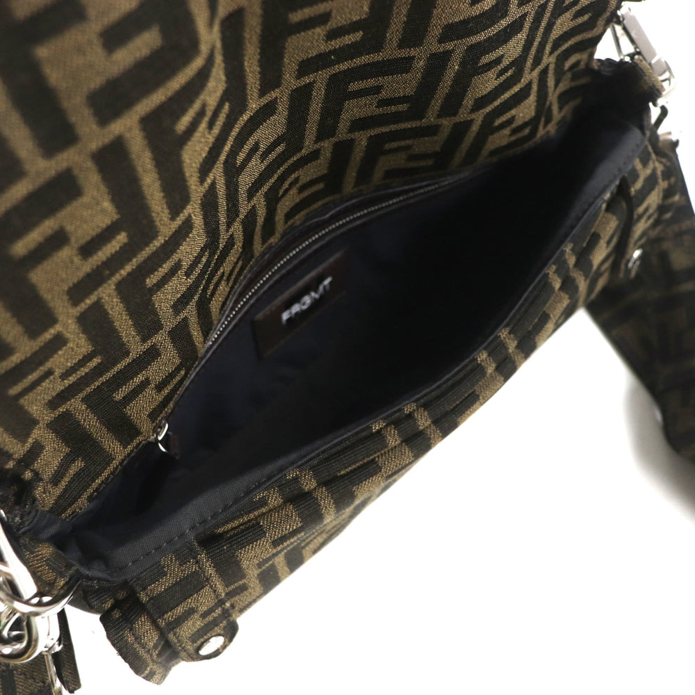 FENDI x FRAGMENT 8BH418 Zucca Baguette Foldable 3-Way Tote Canvas Shoulder Bag, Brown, with Dust Made in France, Men's — Like New
