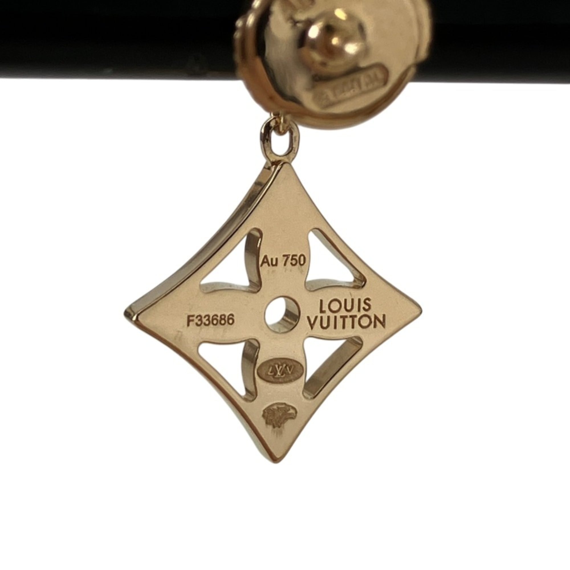LOUIS VUITTON Louis Vuitton Monogram Idylle Blossom 750 Diamond Earrings Yellow Gold Women's — Like New