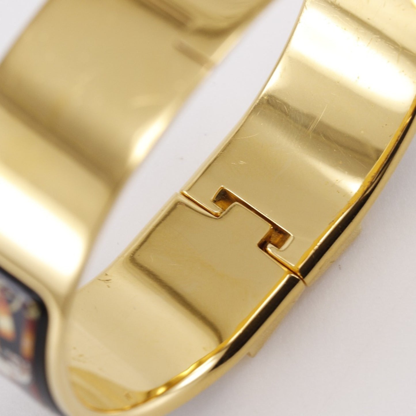 Hermes HERMES Roque enamel bracelet, cloisonné horse pattern bangle, gold plated, black, approx. 64.3g Location Email Women's S141425912