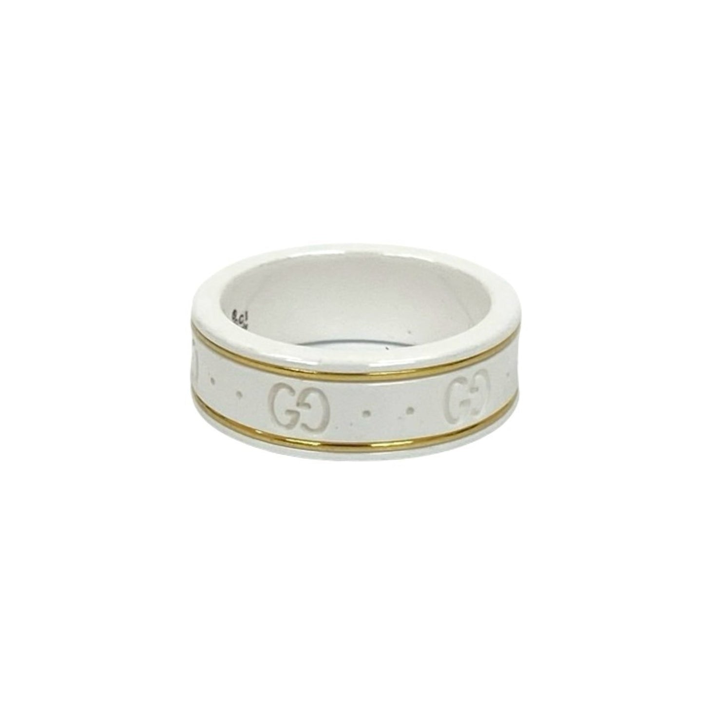 GUCCI Icon Ring GG Logo Motif Ceramic in White Gold 65562