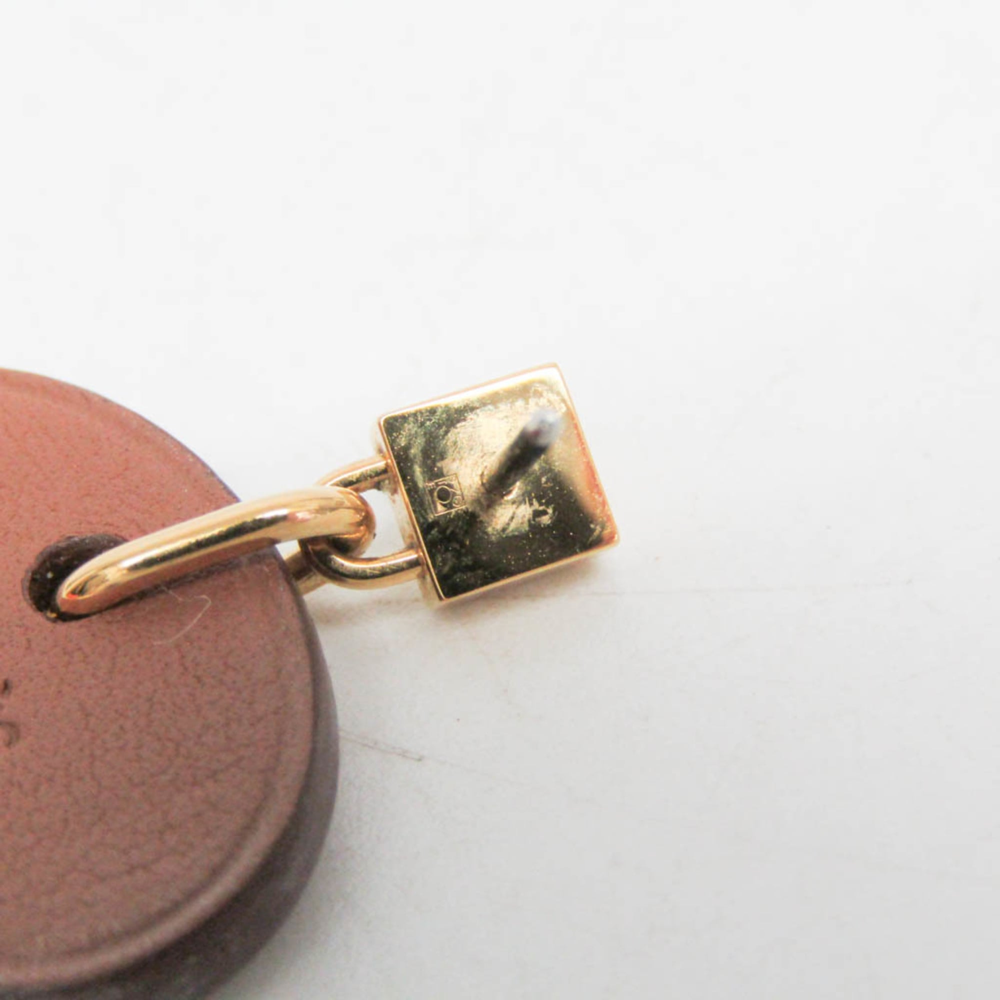 Hermes H Curiosité Cre Leather,Metal Drop Earrings Brown — Like New