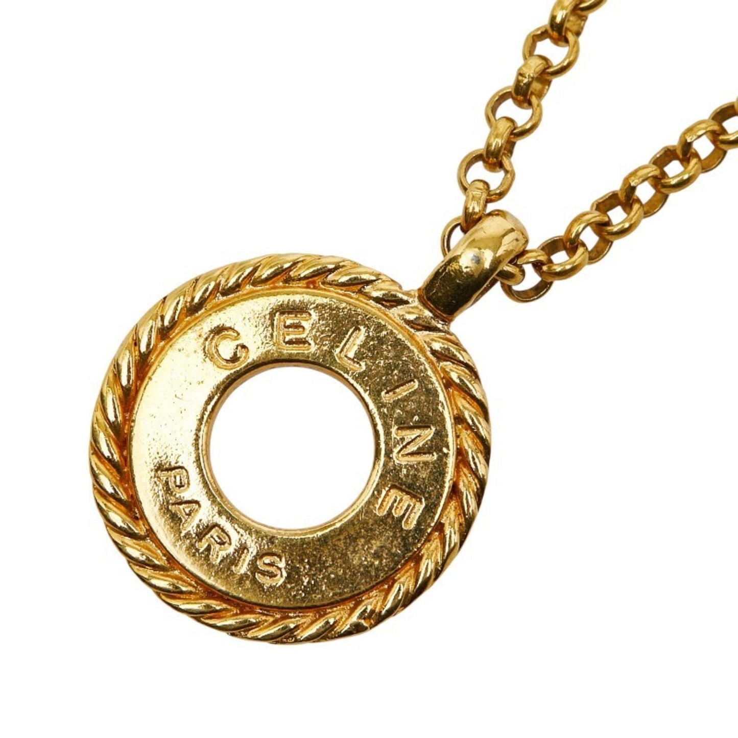 Celine Circle Logo Necklace, Gold Plated, Women's, CELINE