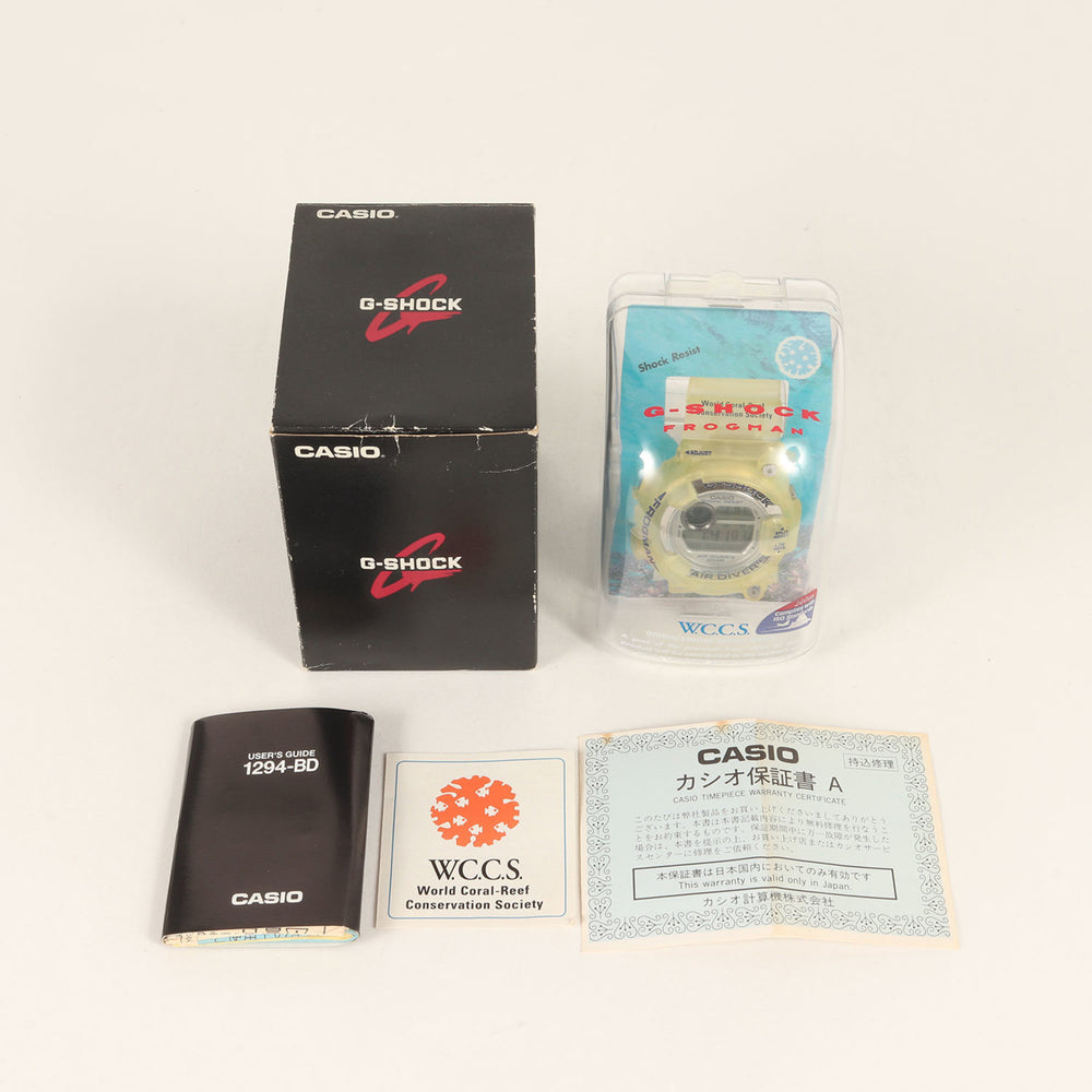 G-SHOCK 90s DW-8250WC-7BT FROGMAN W.C.C.S. World Coral Reef Conservation Society model Great Pavona watch, clear, 90s, CASIO men's — Good