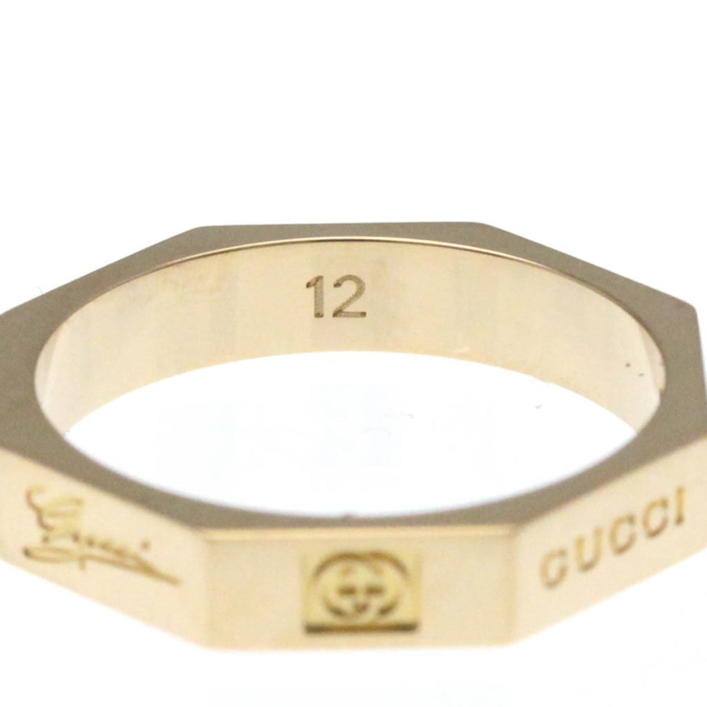Gucci Octagonal Ring Pink Gold (18K) Fashion No Stone Band Ring Pink Gold