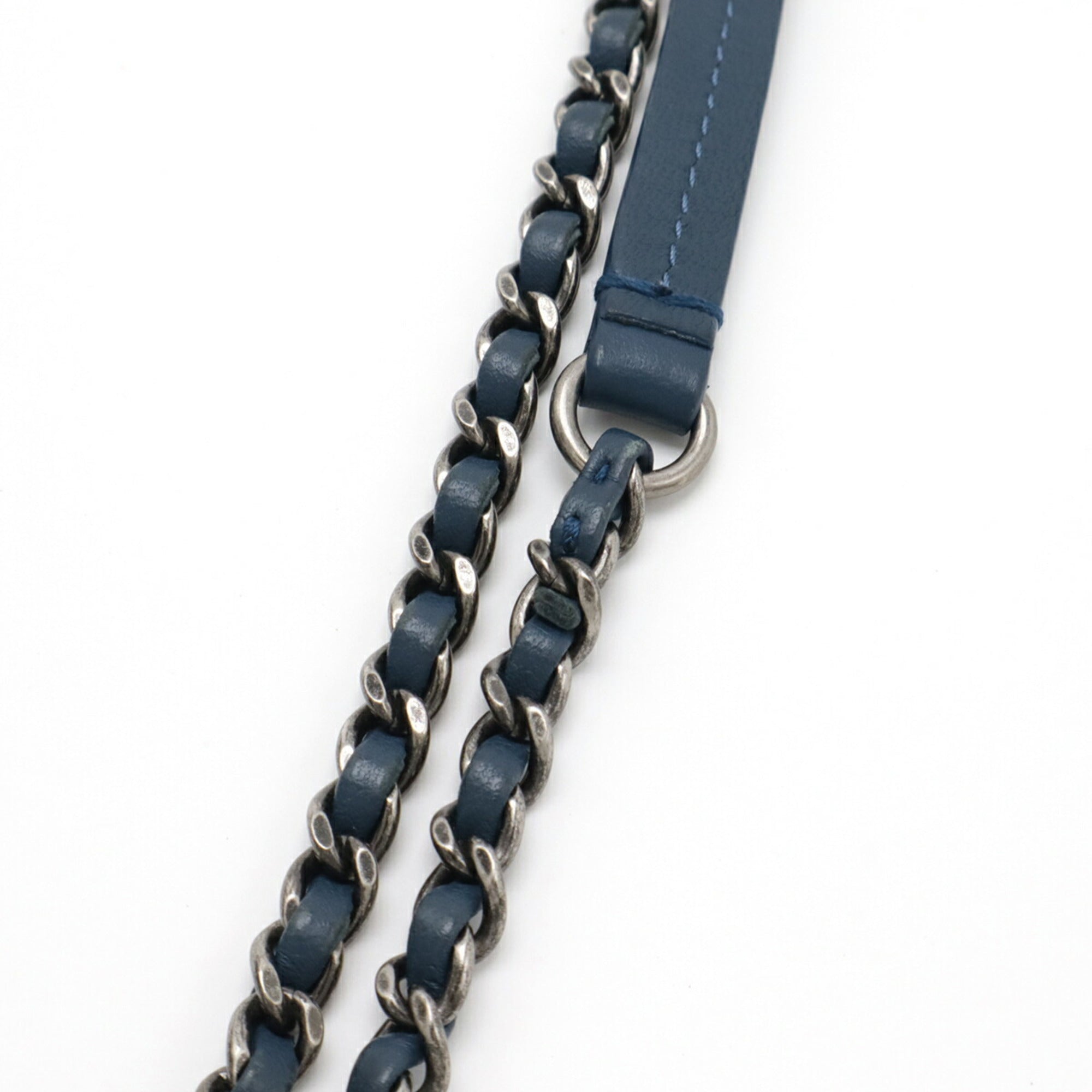 CHANEL COCOCUBA Sequin Chain Shoulder Bag Leather Blue — Like New