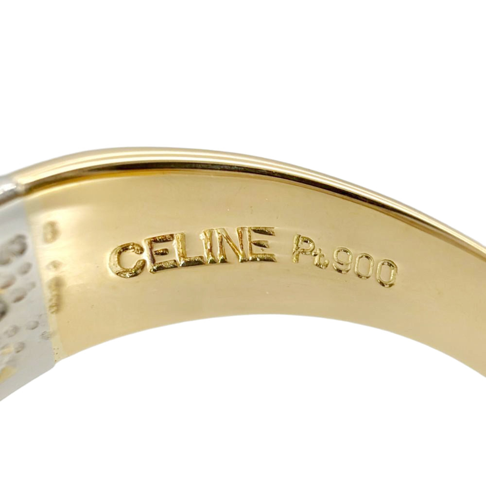 Celine Macadam Logo Bicolor Ring, Approx. 18K Yellow Gold (5.9g), Platinum 900 Combination, Women's Ring — Like New