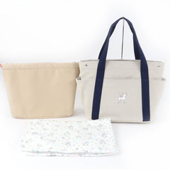 HERMES Cabriole Tote Bag, 100% Cotton, Gris Perle, Made in France, Women's — Like New