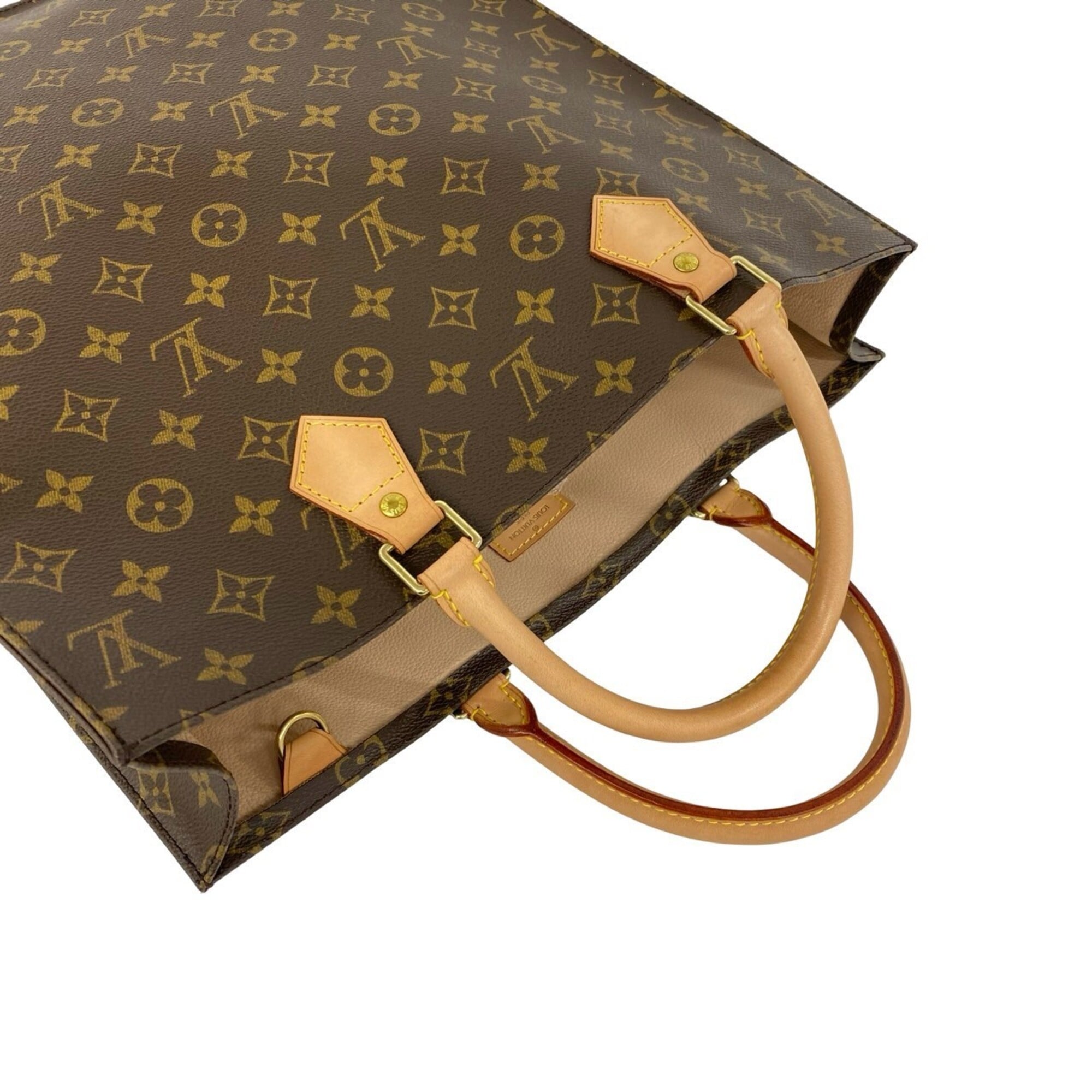 LOUIS VUITTON Louis Vuitton Sac Plat Monogram Logo Pattern Leather Handbag Tote Bag Brown 04714 — Like New