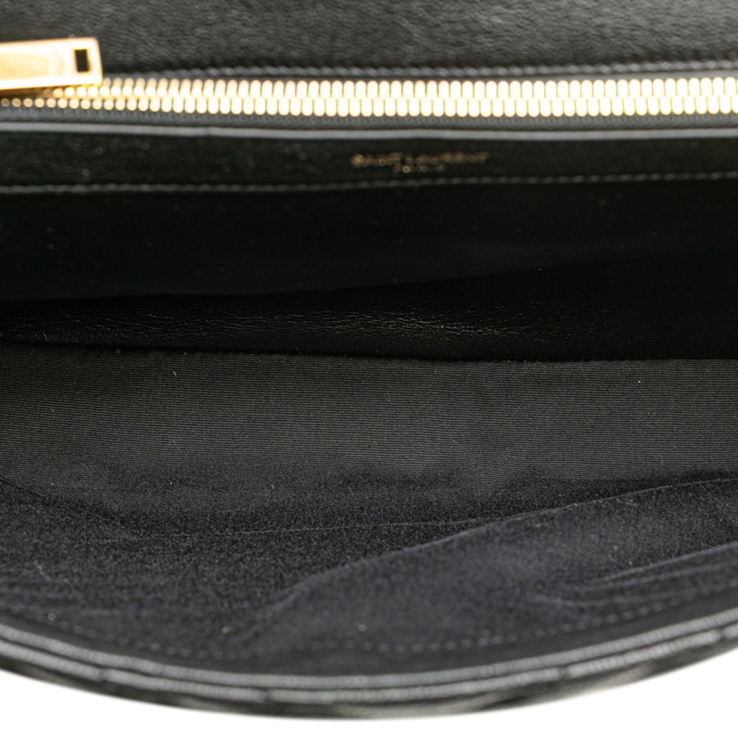 Saint Laurent YSL Monogram V-Stitch Handbag/Shoulder Bag, 2-Way, Black Leather, Women's, SAINT LAURENT