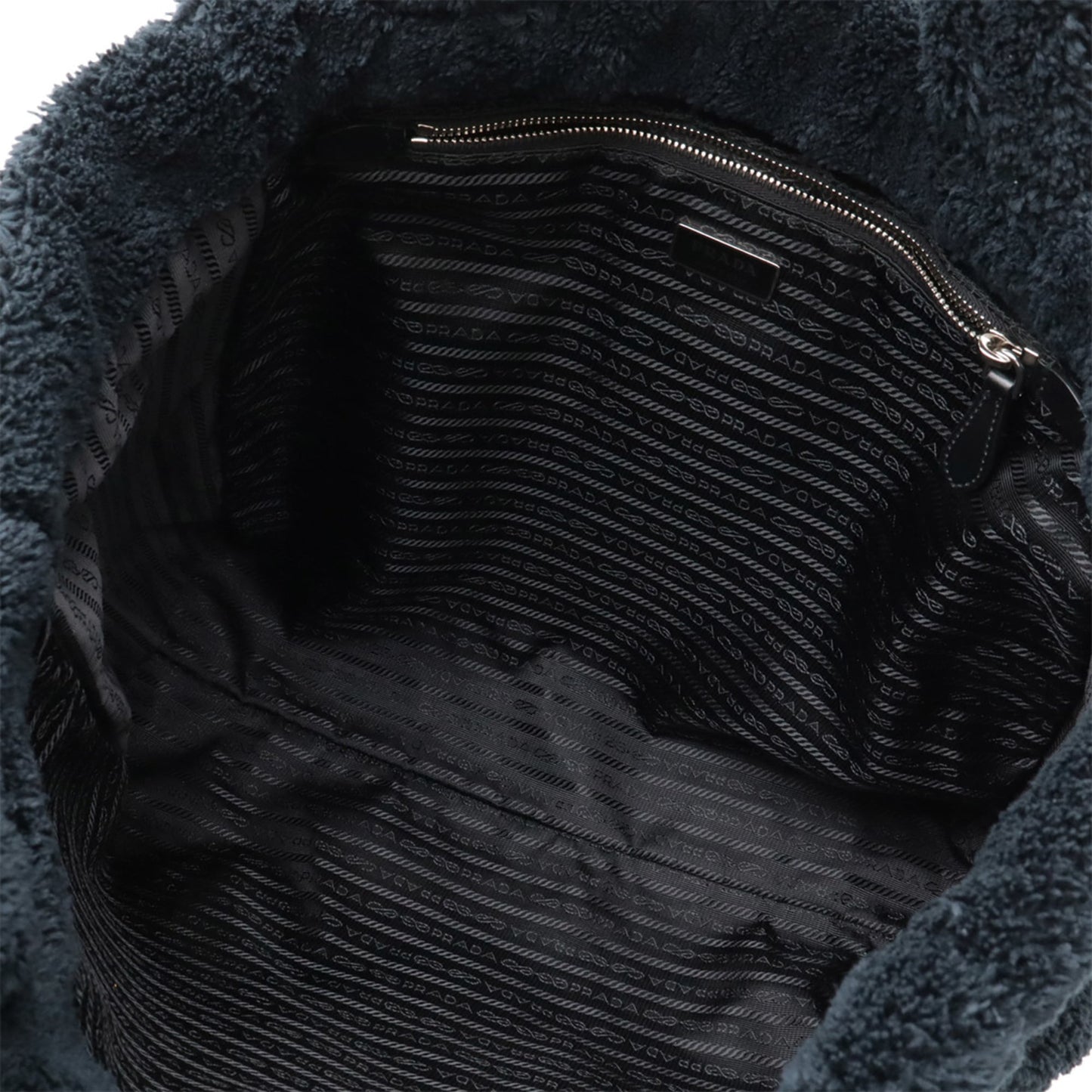 PRADA SPUGNA Terry Tote/Shoulder Bag, Triangle Fabric, NERO, Black, 1BG130