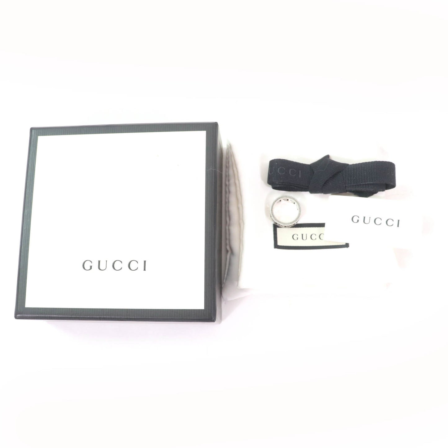 GUCCI Arabesque Square G AG925 Silver Ring, Size 11, Comes with Box and Dust Bag, Made in Italy, Weight 4.4g, Women's