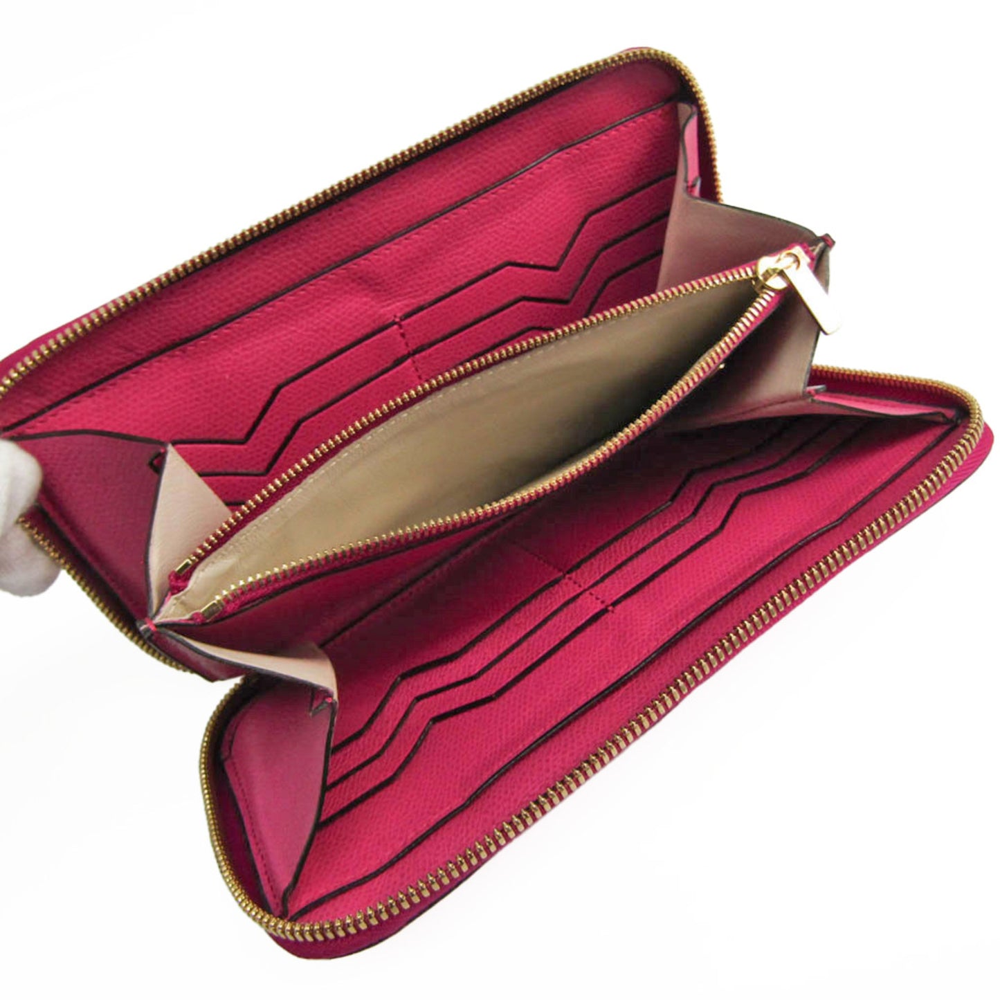 Valextra V9L06 Women's  Calfskin Long Wallet (bi-fold) Pink