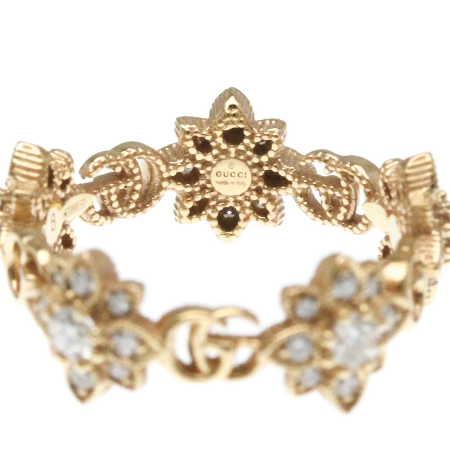 Gucci Flora Diamond Ring Pink Gold (18K) Fashion Diamond Band Ring Pink Gold