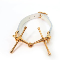 HERMES Mall Bracelet, Pink Gold Hardware, White Leather, T2, C Stamp, Box and Dust Bag Included, Made in France, Women's — Like New