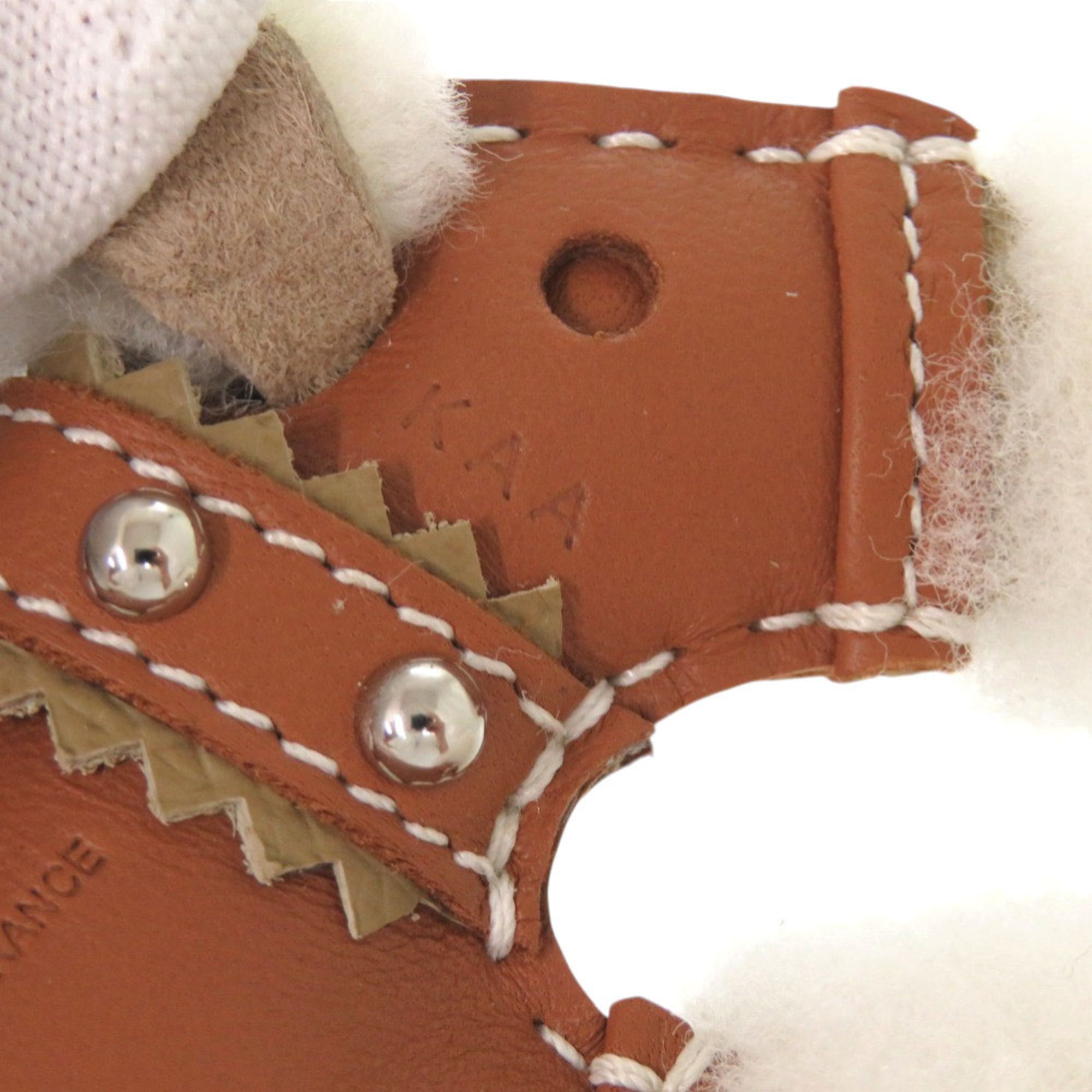 Hermes Badie Studded Sheepskin Agneau Milo Gold Silver Hardware K Stamp (Made in 2025) Accessory Bag Charm Brown 1268 HERMES — New - Store Return