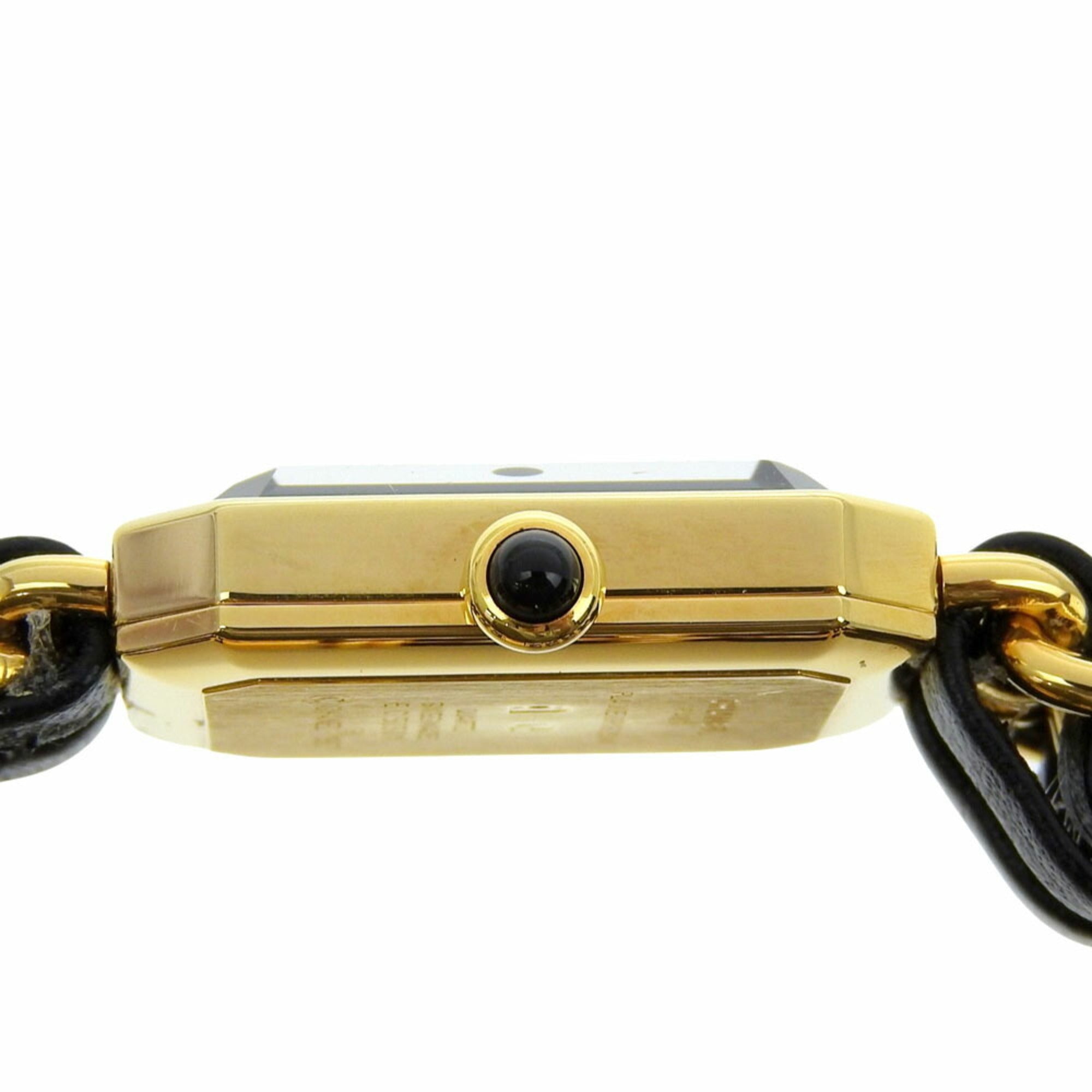 CHANEL Premiere S Watch H0001, Gold-Plated Leather Quartz Movement, Analog Display, Black Dial, Women's — Very Good