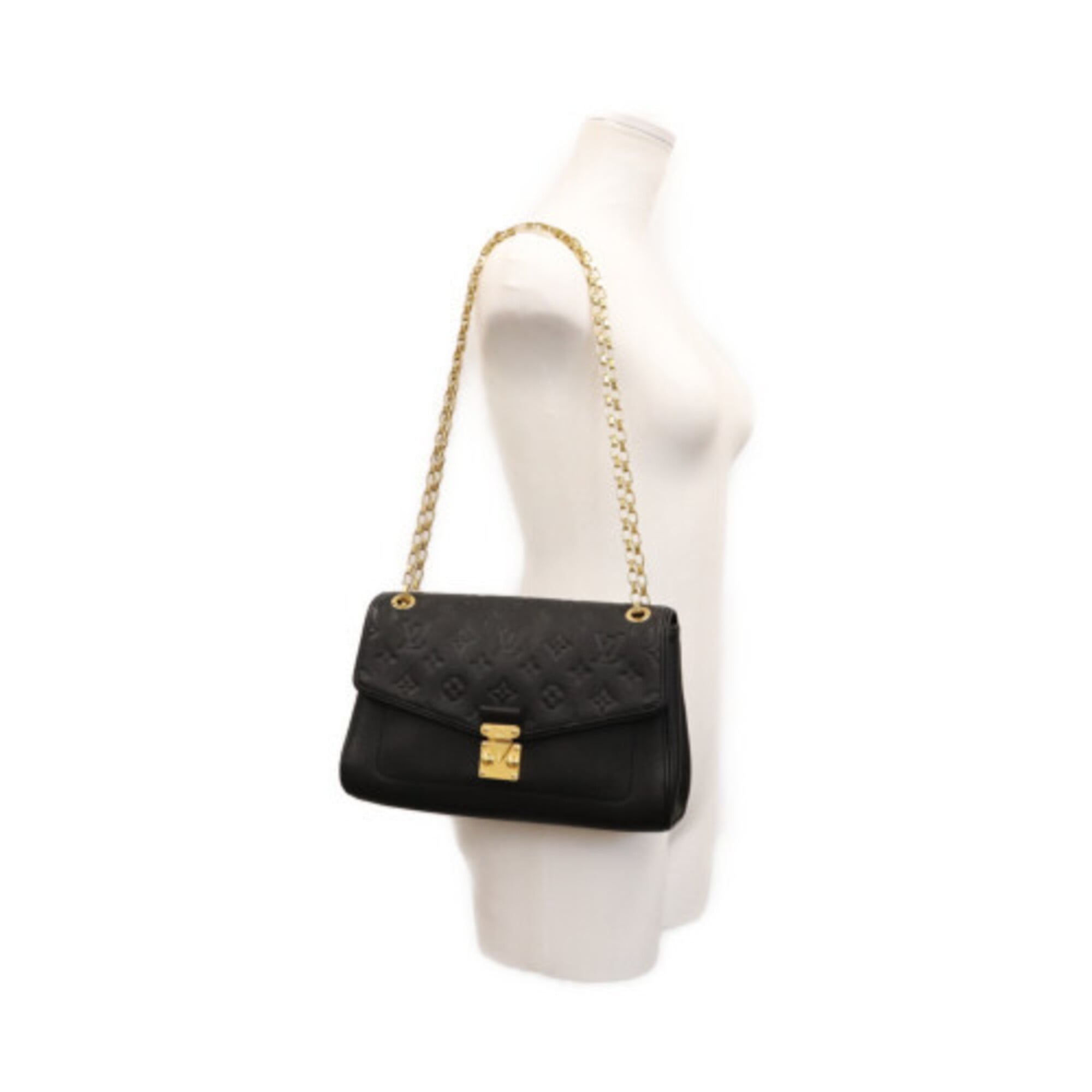 LOUIS VUITTON M48931 Empreinte Black Saint Germain PM Shoulder Bag, with Gold Hardware, Women's — Like New