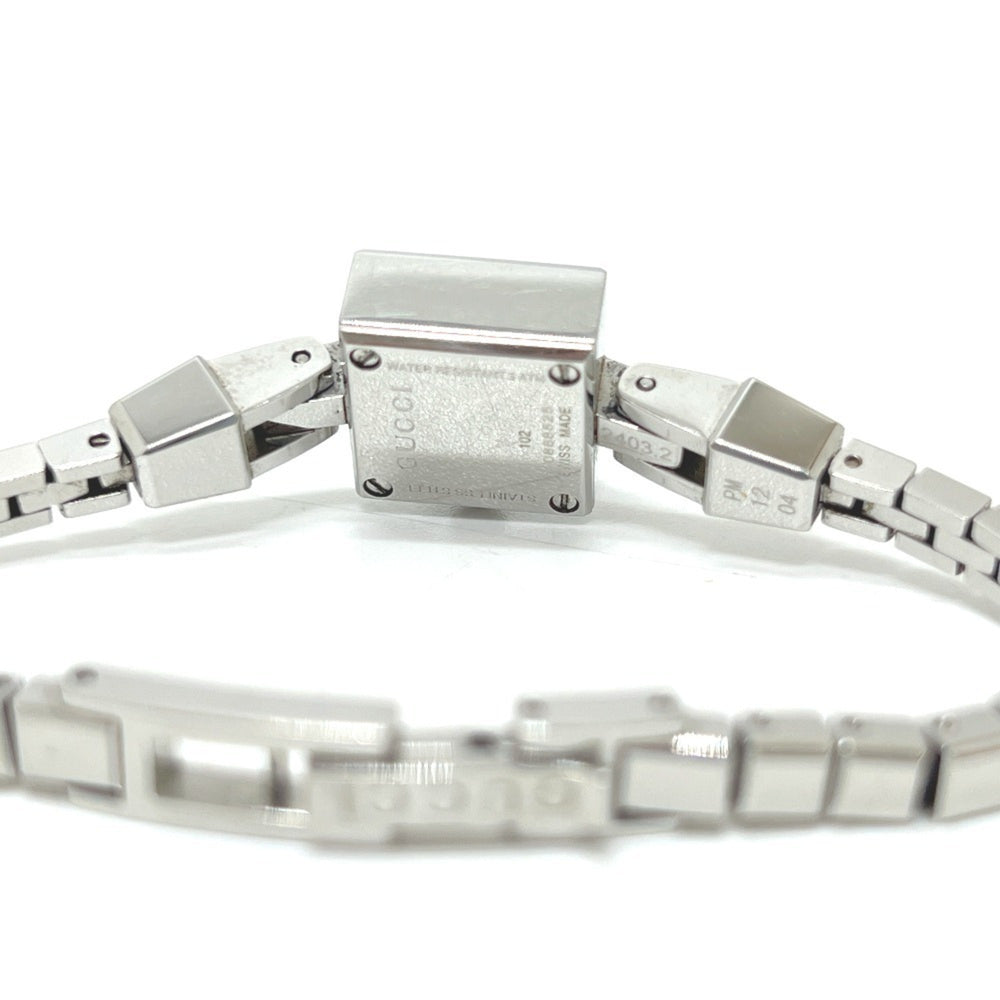 GUCCI 102 G Mini Square Chain Quartz Watch, Stainless Steel, Women's, Silver — Good