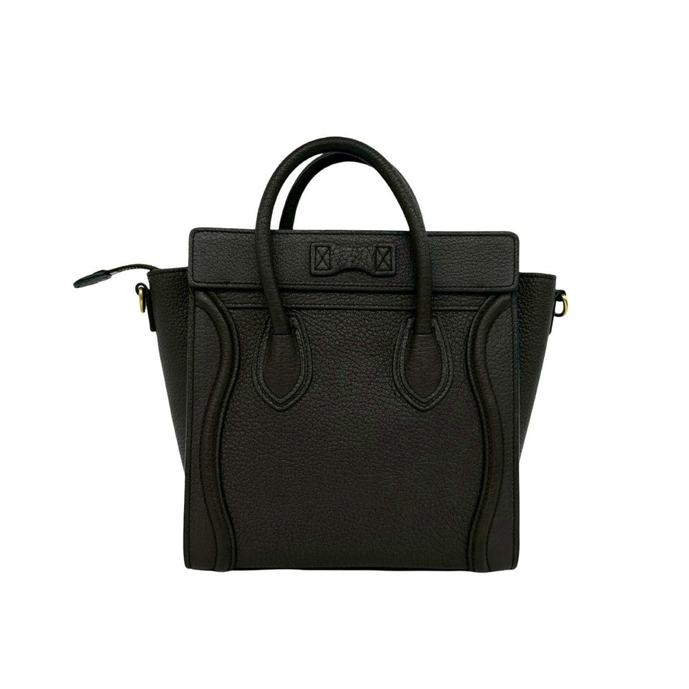 CELINE Luggage Nano Shopper Leather 2-way Handbag Shoulder Bag Mini Tote Brown 42681 — Like New