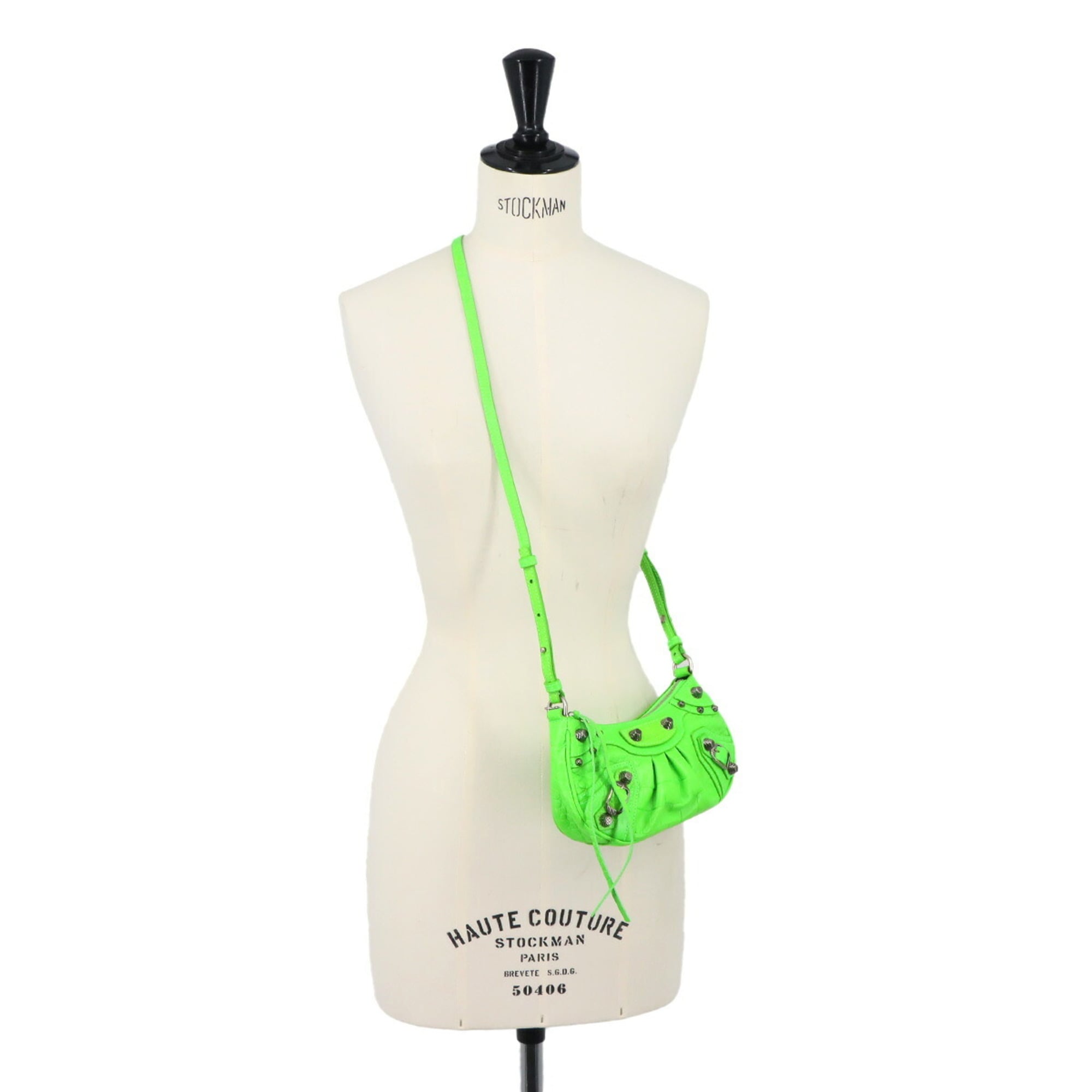 Balenciaga Le Cagole Mini 2-way Hand/Shoulder Handbag, Leather, Green, 695814 — New - Store Return