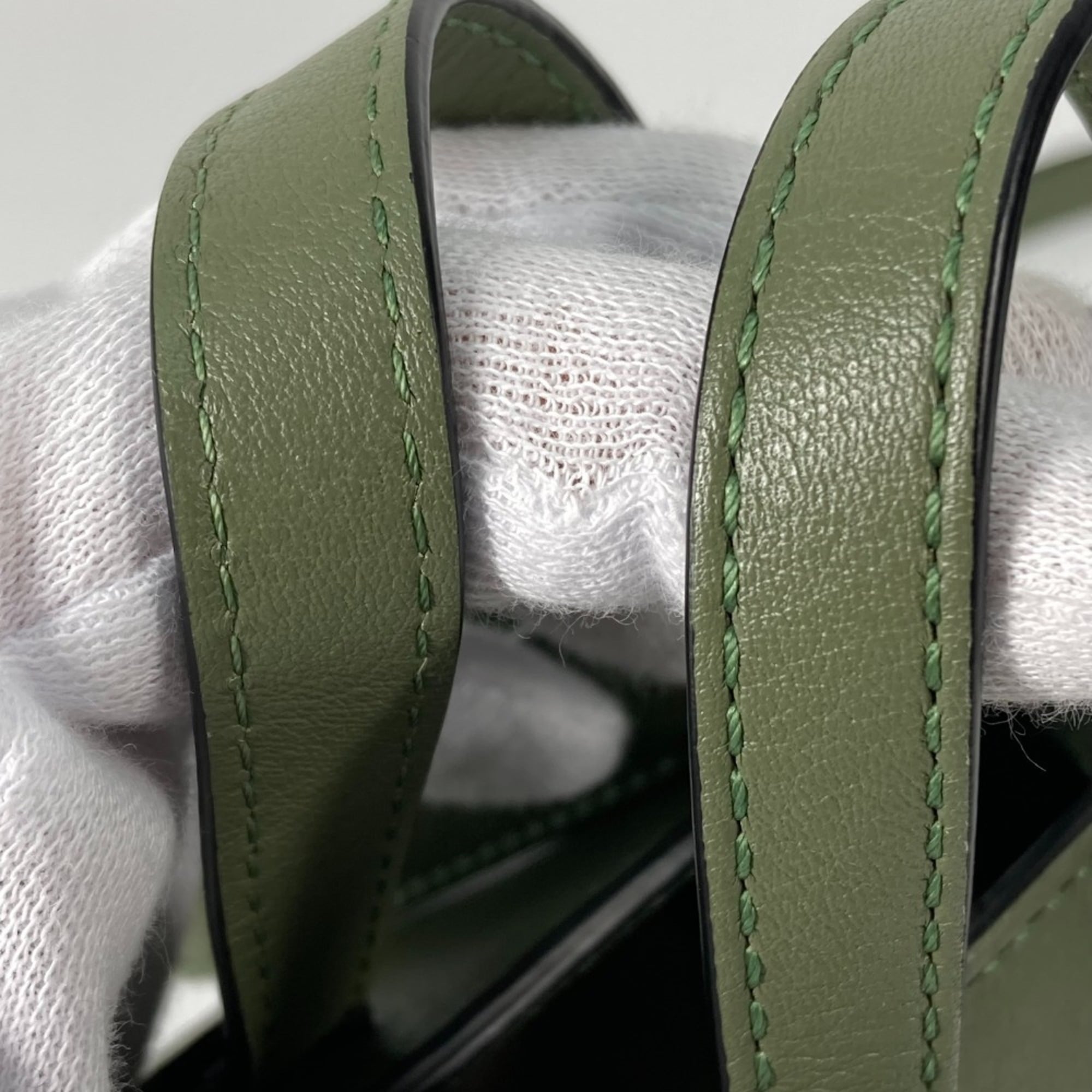 LOEWE Hammock Drawstring Bag, Mini Handbag/Shoulder Leather, Women's, Khaki, Like New — Like New