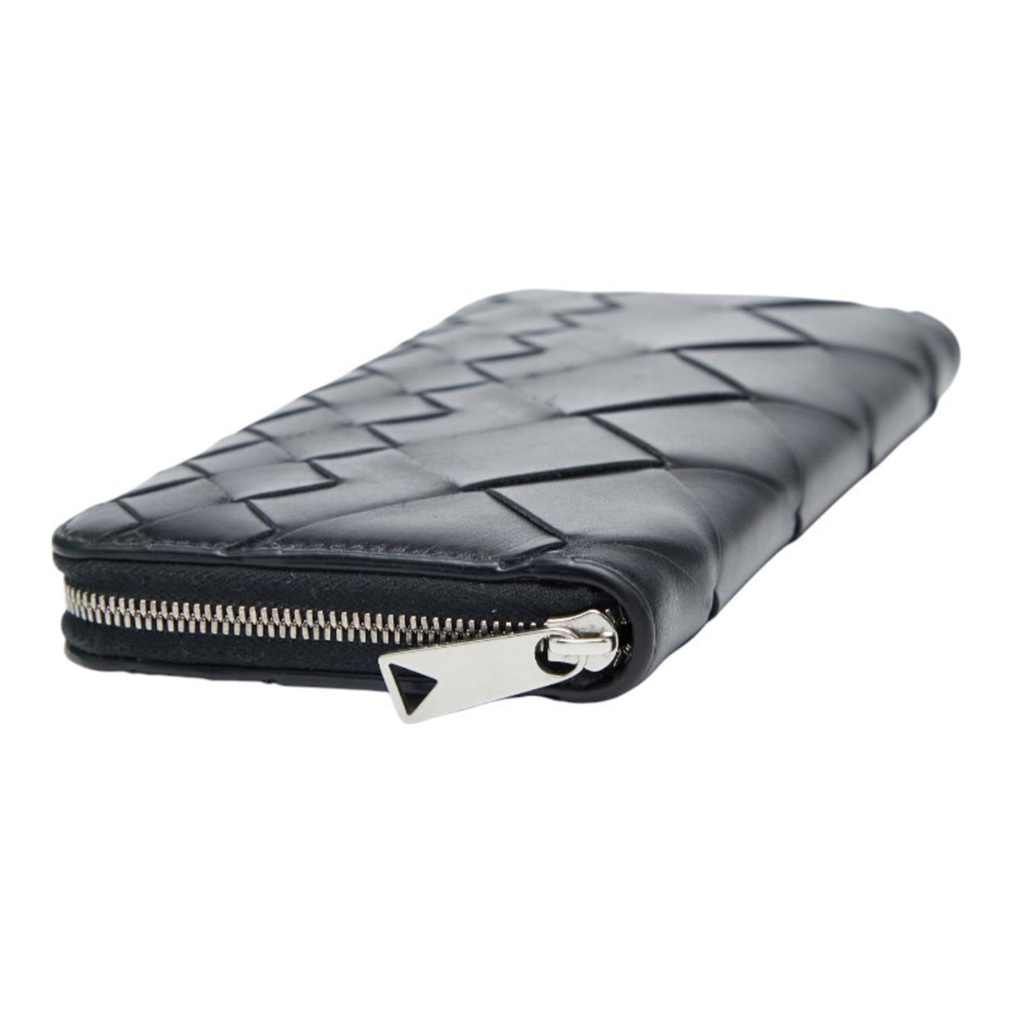 Bottega Veneta Intrecciato Round Zip Long Wallet in Black Leather for Women