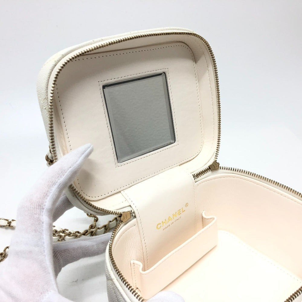 CHANEL AS3171 Coco Mark CC Vanity Bag Chain Handbag Shoulder Caviar Skin Women's White — New - Store Return