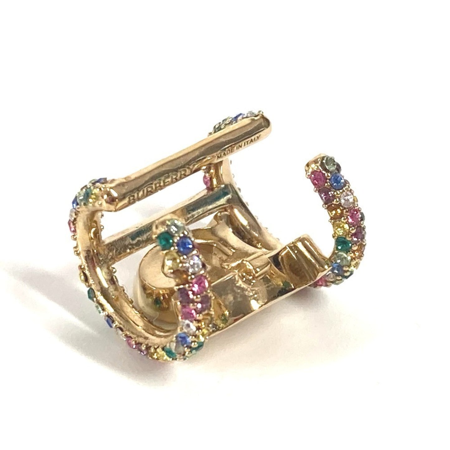 BURBERRY Burberry Logo Rhinestone Ear Cuff Accessory TB Rainbow Earrings Metal Men Women Gold