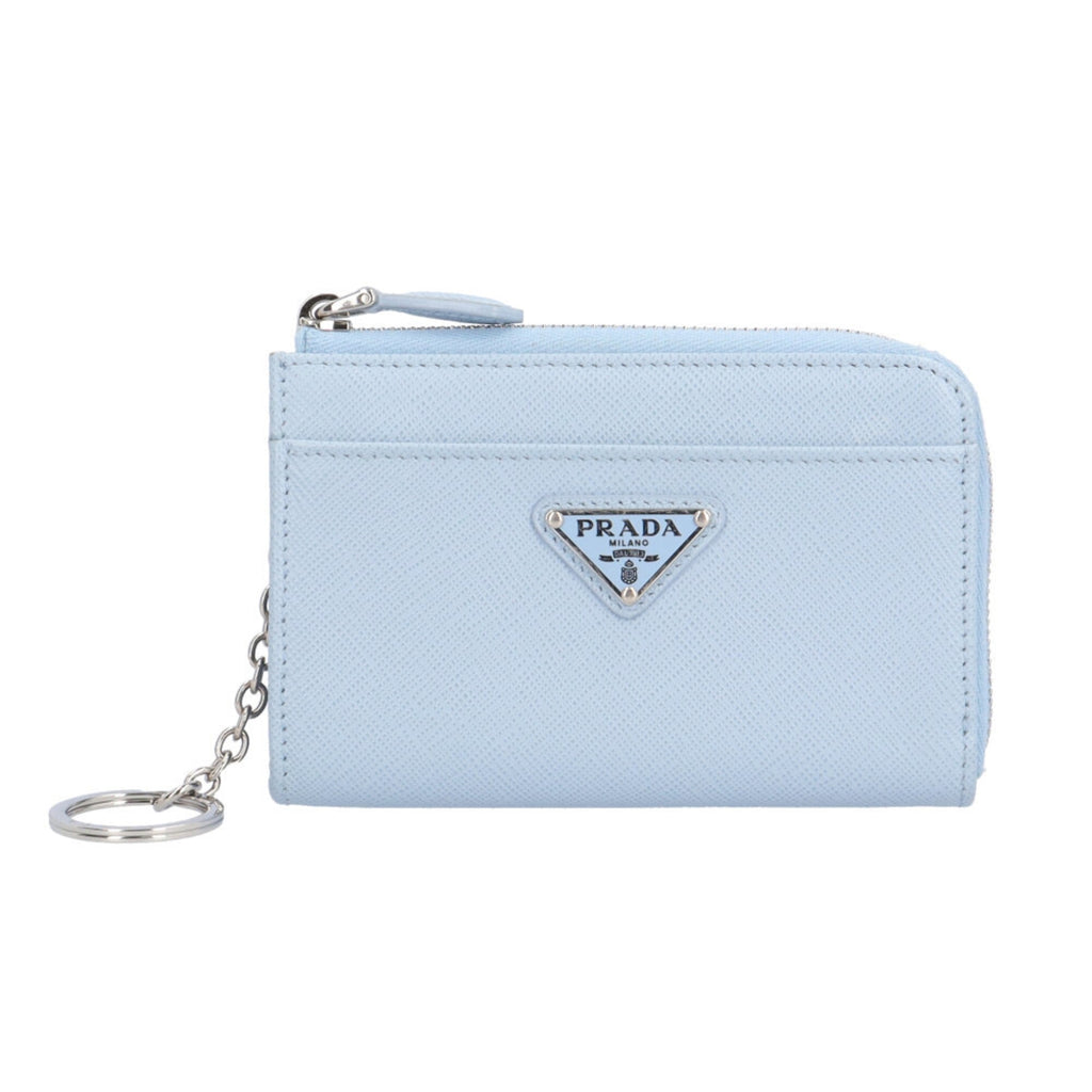 Pre-owned Prada Triangle Saffiano Leather Wallet/Coin Case, 1PP122, Women's