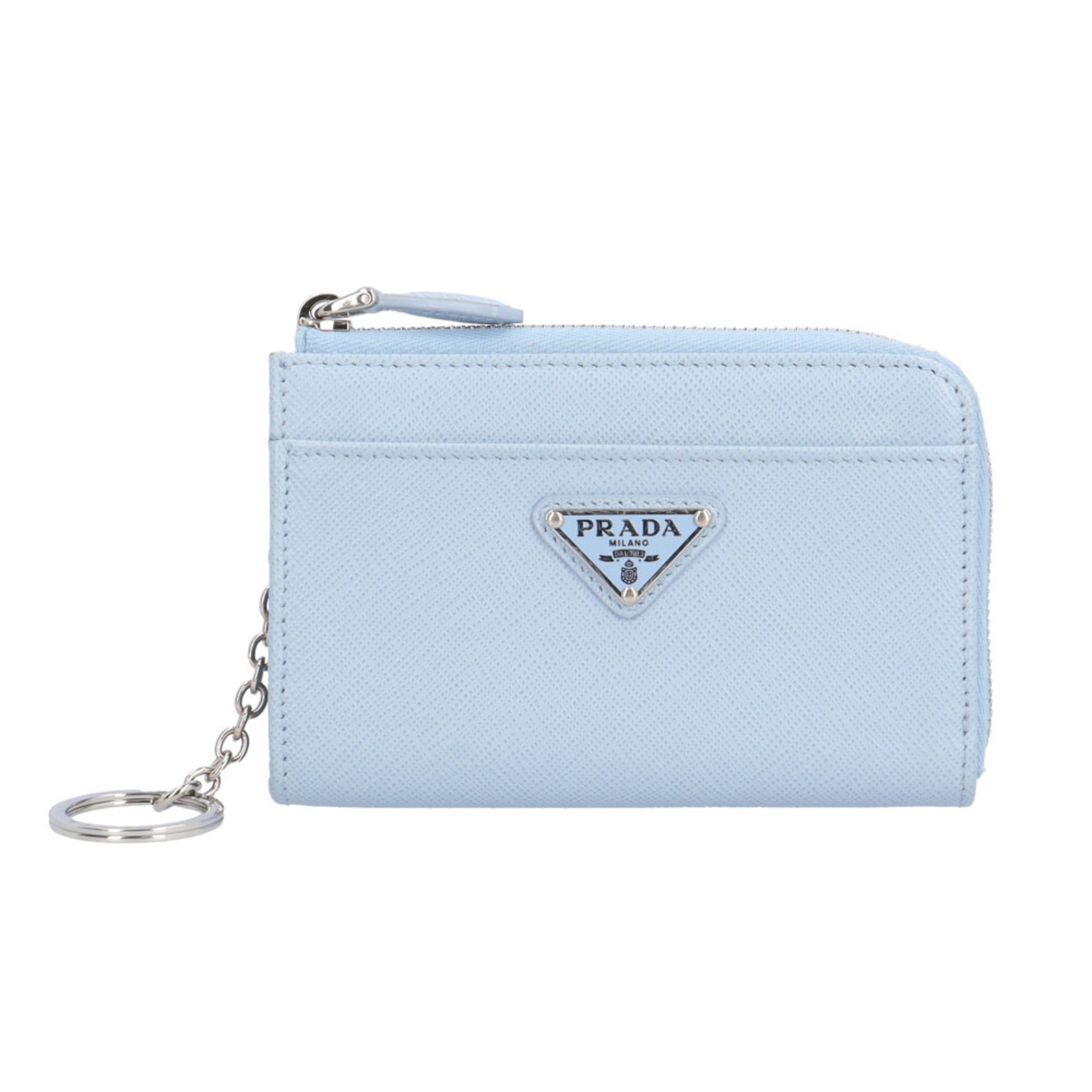 Pre-owned Prada Triangle Saffiano Leather Wallet/Coin Case, 1PP122, Women's