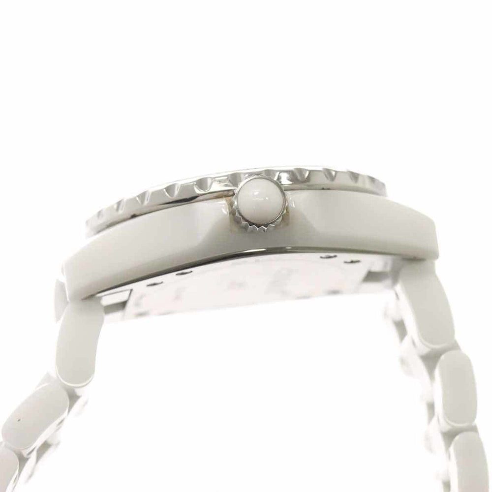 Chanel J12 33mm H1628 Women's Watch, 12 Diamonds, Date Display, White Ceramic Quartz Watch — Very Good