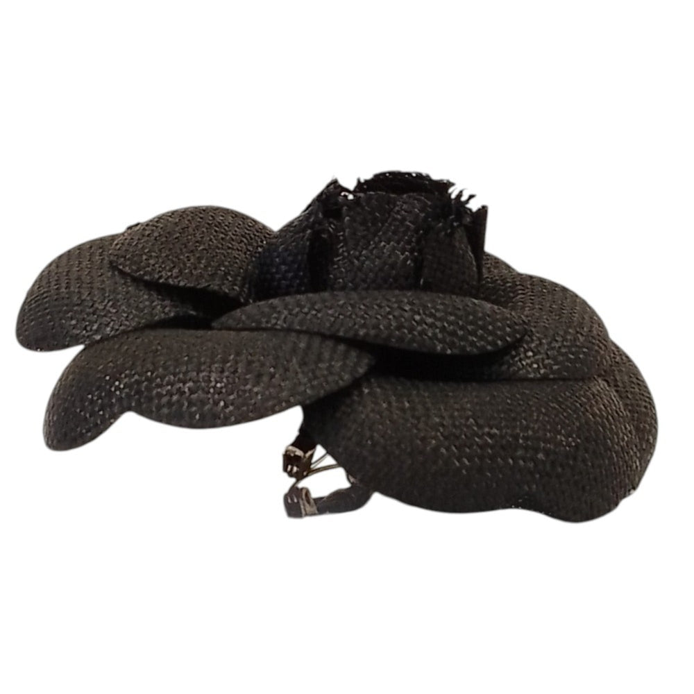 CHANEL Chanel Canvas Camellia Corsage Pin Brooch Black Women's — Like New