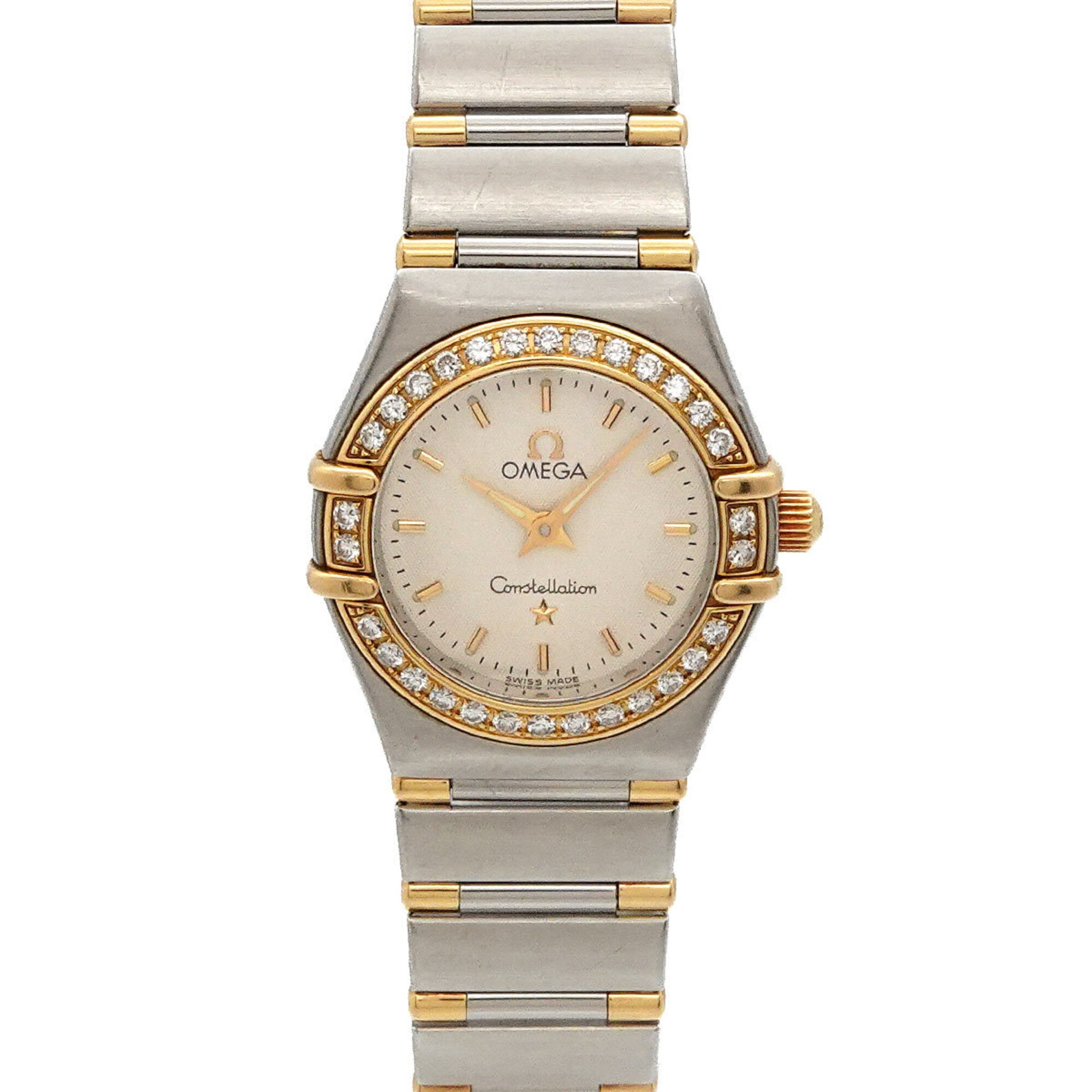 Omega Constellation Mini Combination 1267 30 Ladies' Watch, Diamond Bezel, Silver/YG Yellow Gold, Quartz Watch — Very Good