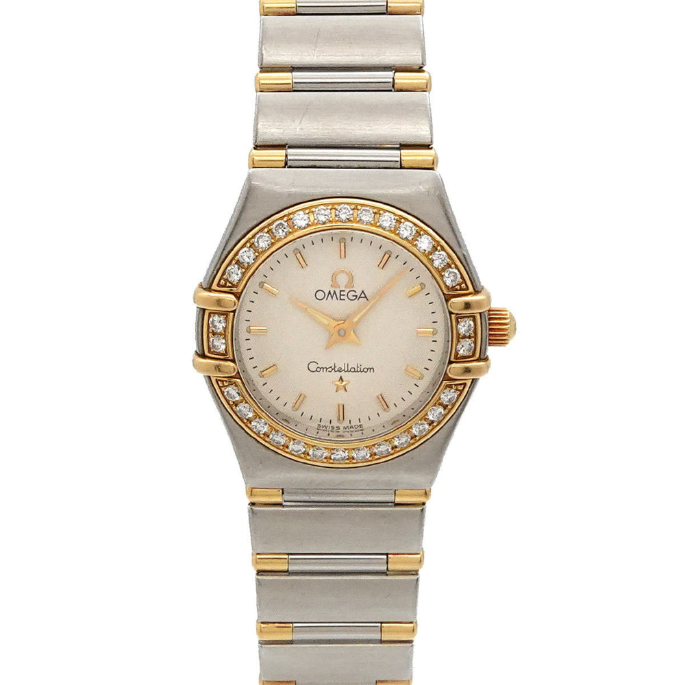 Omega Constellation Mini Combination 1267 30 Ladies' Watch, Diamond Bezel, Silver/YG Yellow Gold, Quartz Watch — Very Good