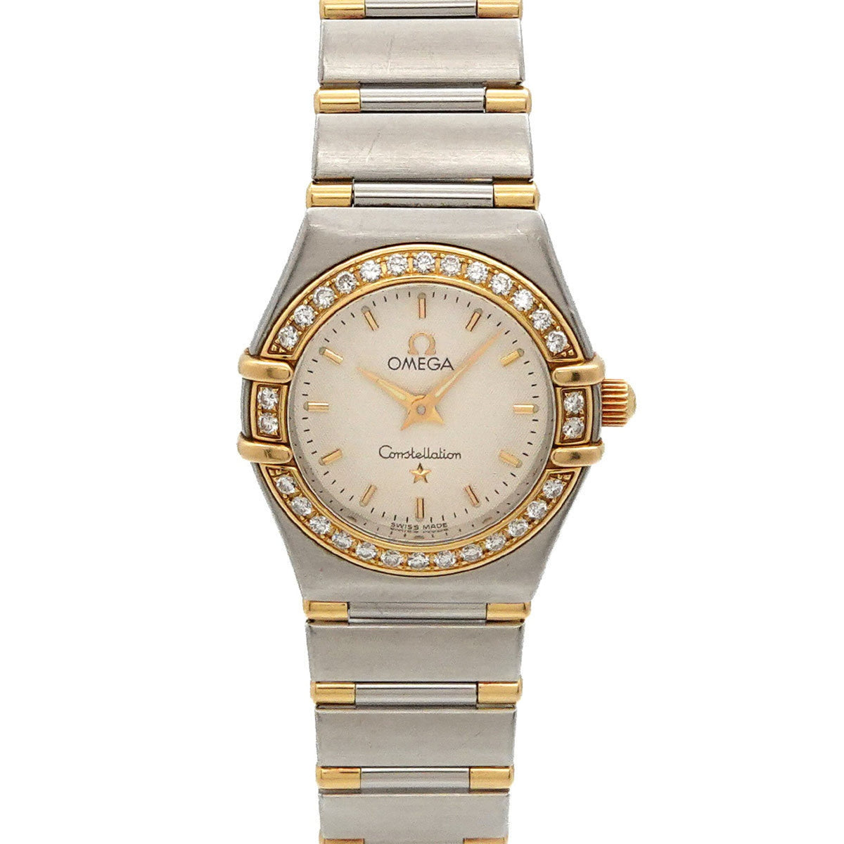 Omega Constellation Mini Combination 1267 30 Ladies' Watch, Diamond Bezel, Silver/YG Yellow Gold, Quartz Watch — Very Good