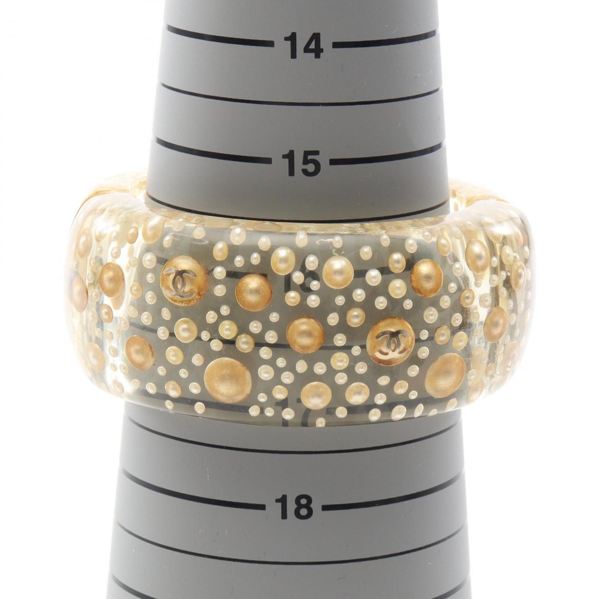 Chanel Coco Mark Bangle, Plastic, Women's, Clear and Gold