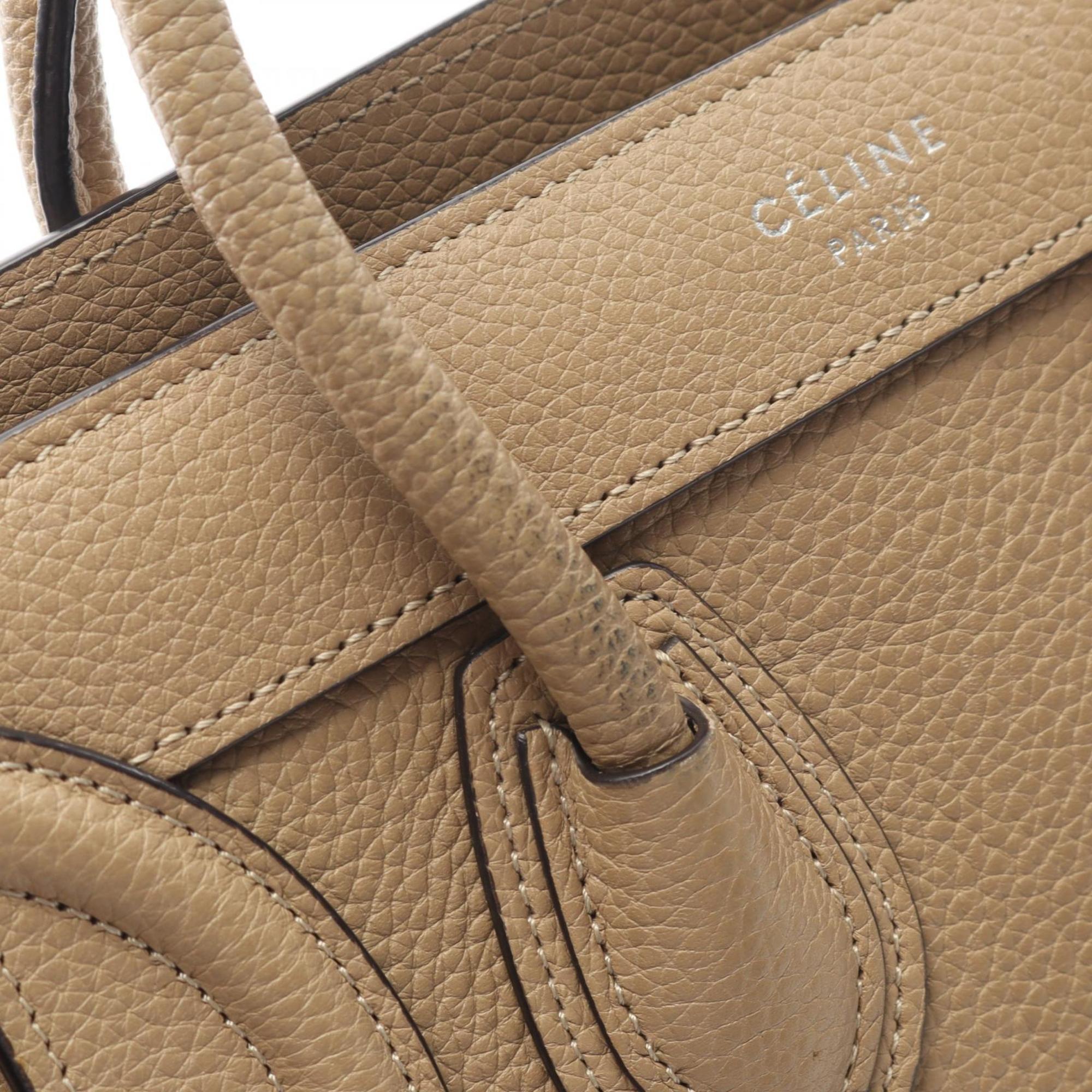 Celine Luggage Nano Shopper Handbag, Leather, Women's, Beige