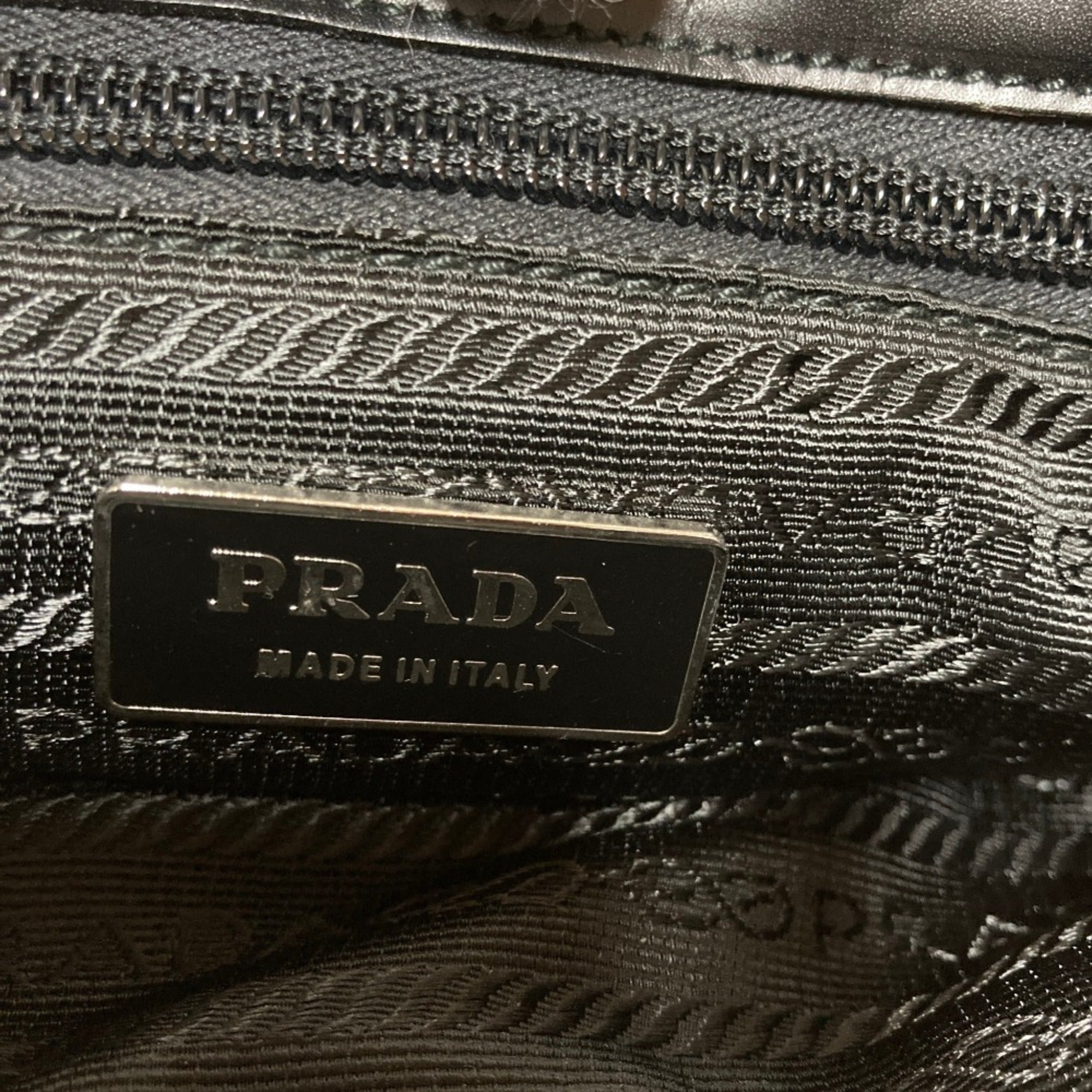 PRADA Triangle Logo Plate Flower Motif Leather Handbag B11285 Black Women's — Like New