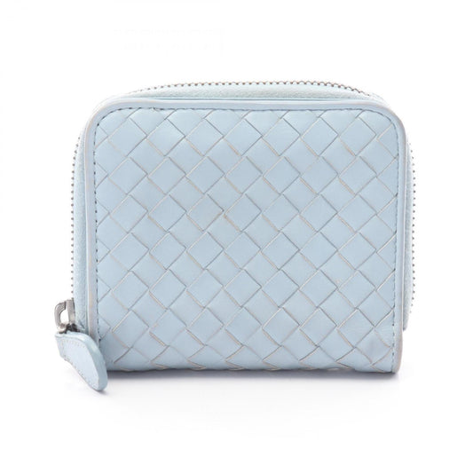 Bottega Veneta Intrecciato Leather Bi-fold Wallet, Women's, Blue, 624048