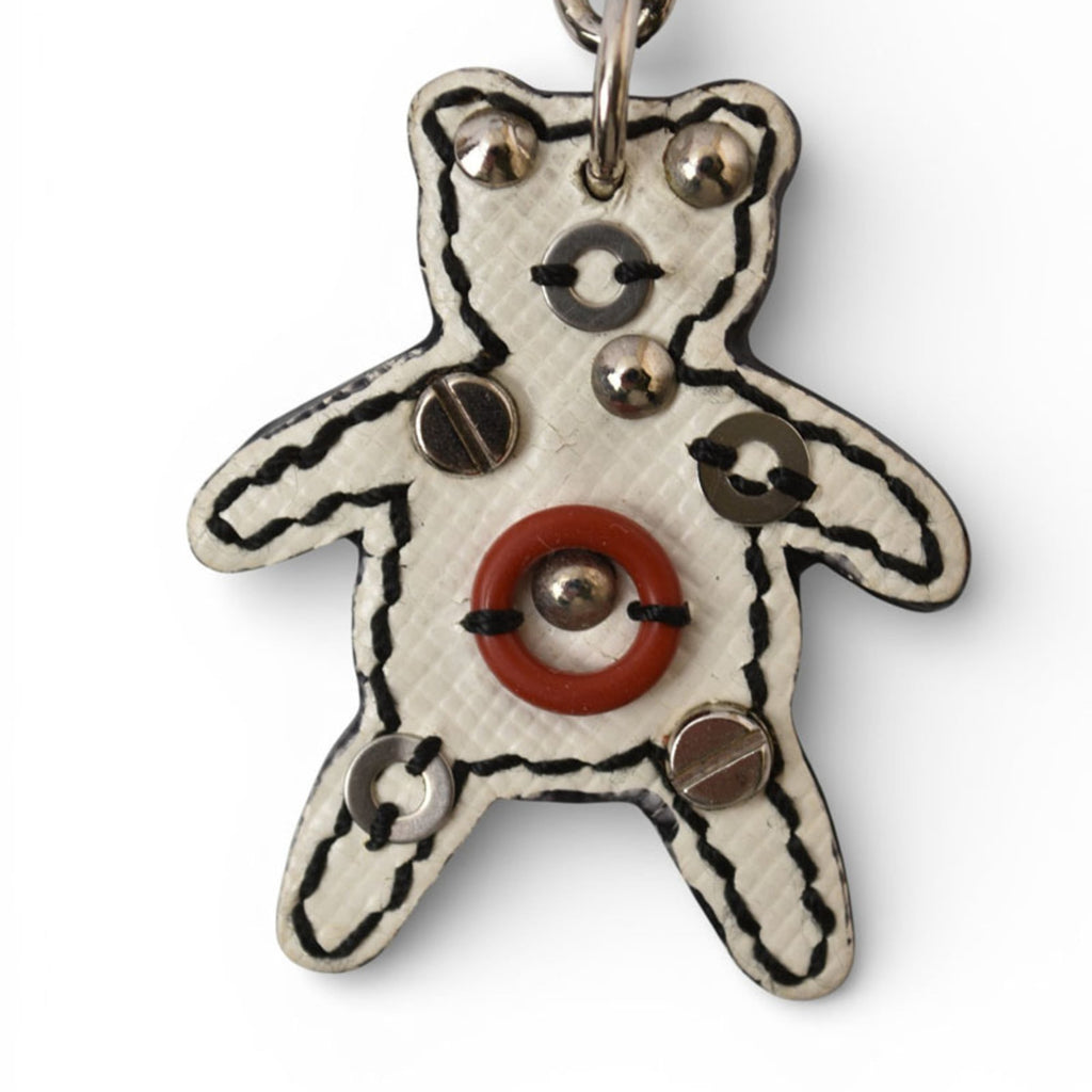 Prada Charm Keychain PRADA Trick Robobear Bear White Red Silver