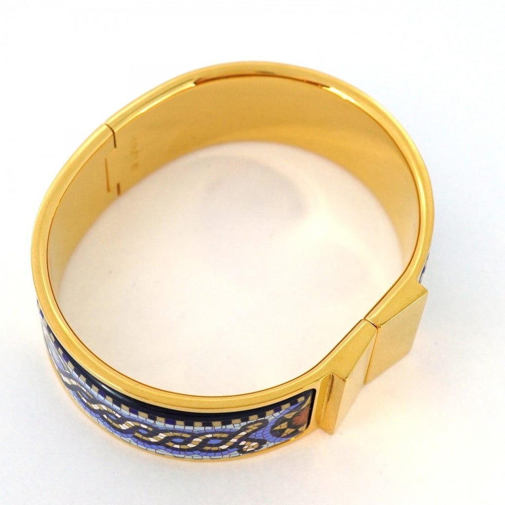 Hermes Bangle, GM Glazed, Roque, GP Plated, Cloisonné, Gold, Blue, Men's/Women's