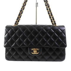 CHANEL A01112 Matelassé 25 Lambskin Shoulder Bag, Random Serial Number, Double Flap, Chain, Black with Gold Hardware, Comes Box and Dust Made in France, Women's — Like New